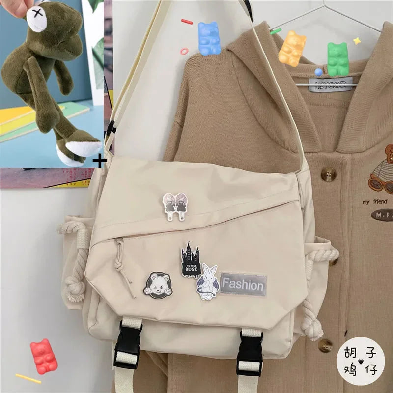 Youth Fashion Nylon Crossbody Bags for Women Handbags Shoulder Bag Large Capacity Solid Canvas Messenger Bag Girls School Bags