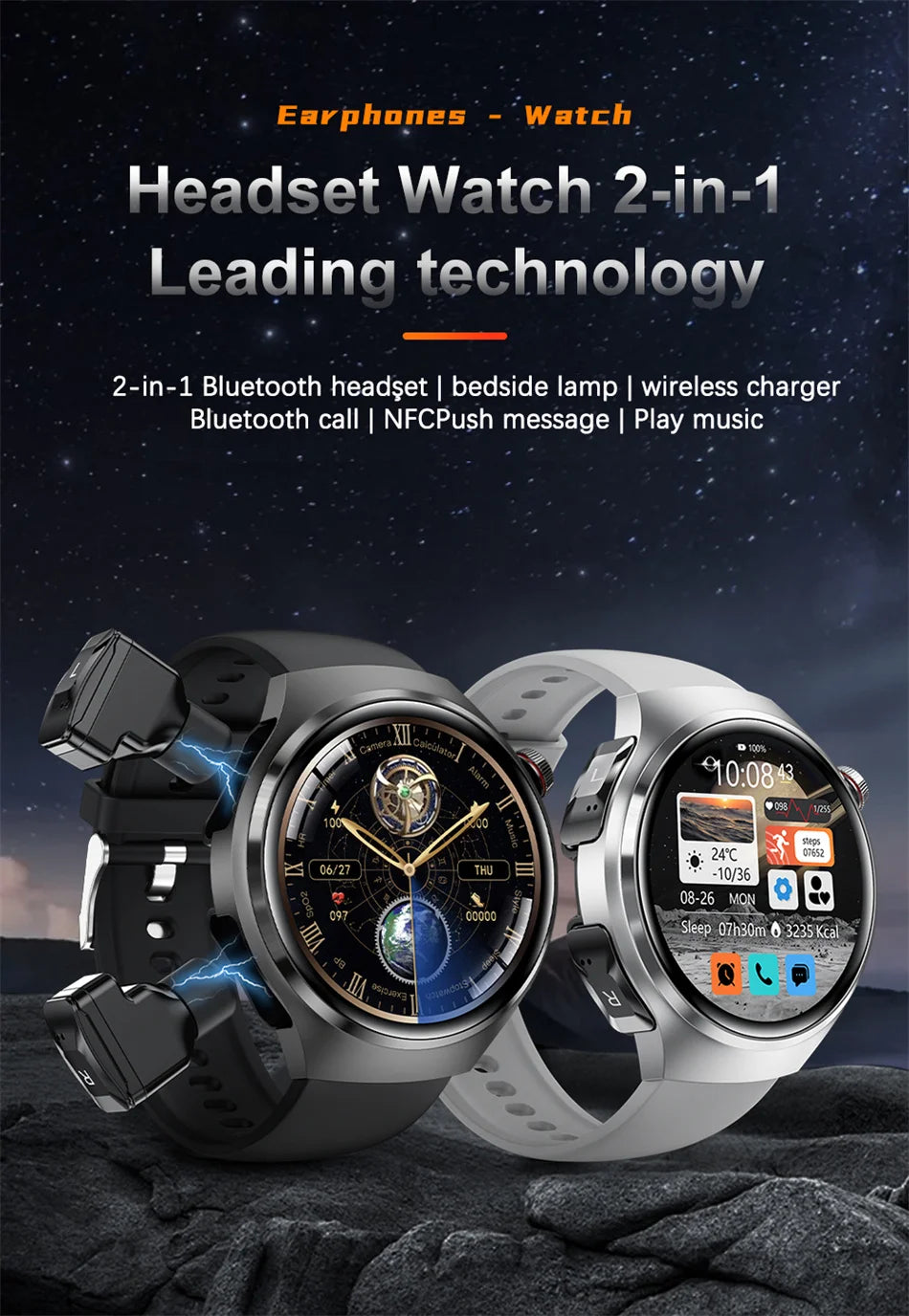 2025 New for HUAWEI Original Premium GPS Smart Watch TWS 2 in 1 NFC Bluetooth Call Earphone Heart Rate Waterproof Smart Bracelet