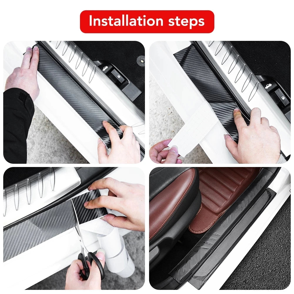 Anti Scratch Car Door Sill Protector Sticker Nano Carbon Fiber DIY Paste Protector Strip Auto Side Mirror Protection Tape Film