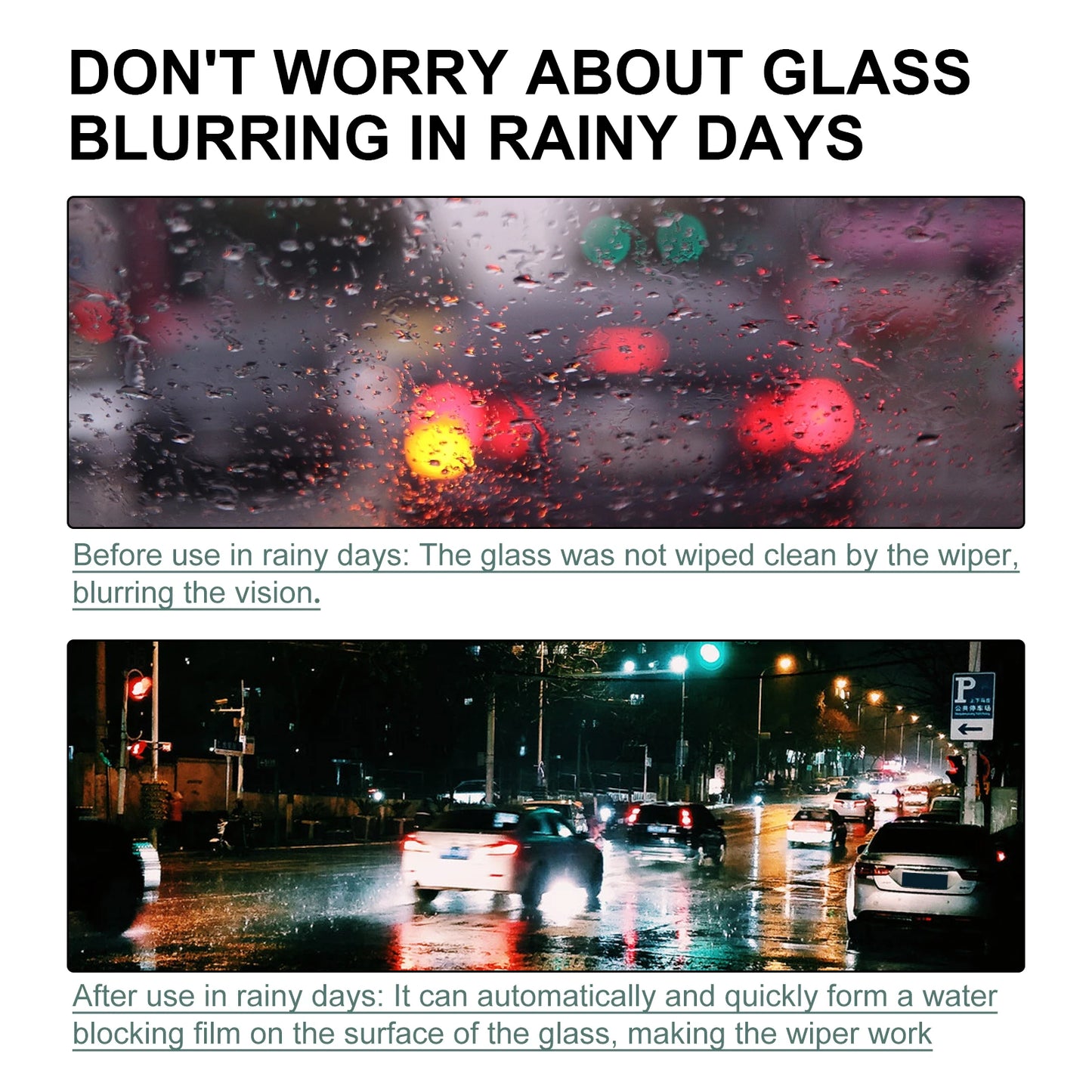 Hydrophobic Windshield Spray - Water Repellent Anti-Fog Coating for Car & Mirrors,Quick-Drying Streak-Free Protection & Cleaning