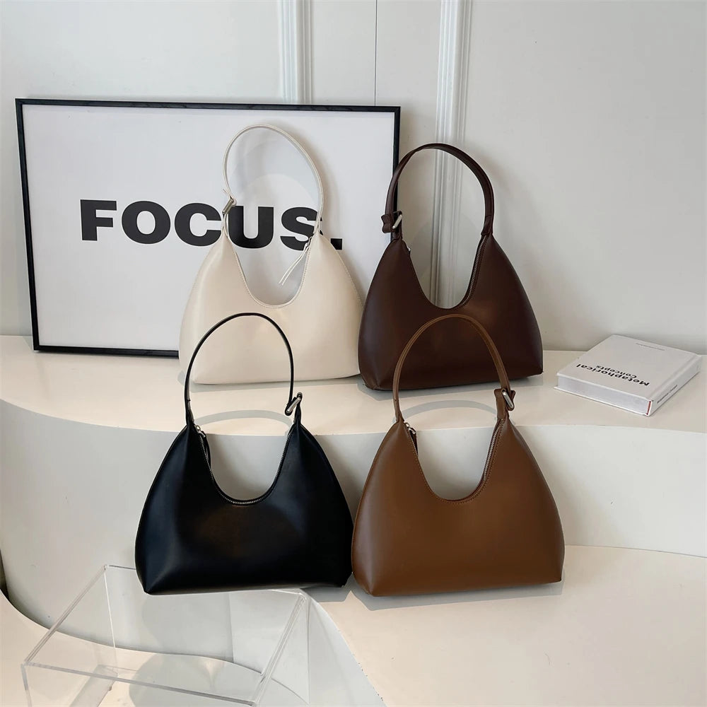 MOODS Fashion Underarm Shoulder Bags For Women PU Leather Pure Color Armpit Hobo Bag 2024 New Luxury Designer Purses And Handbag