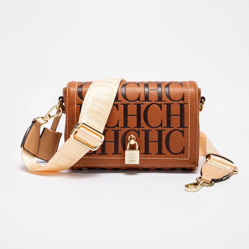 CHHC Women's Shoulder Bag Fashion Design Model Metal 2024 Fashion Solid Colour Accessories Buckle  Luxury Brand Printed Head Bag