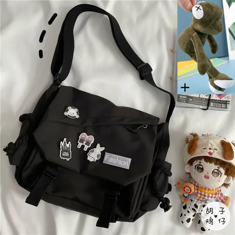 Youth Fashion Nylon Crossbody Bags for Women Handbags Shoulder Bag Large Capacity Solid Canvas Messenger Bag Girls School Bags