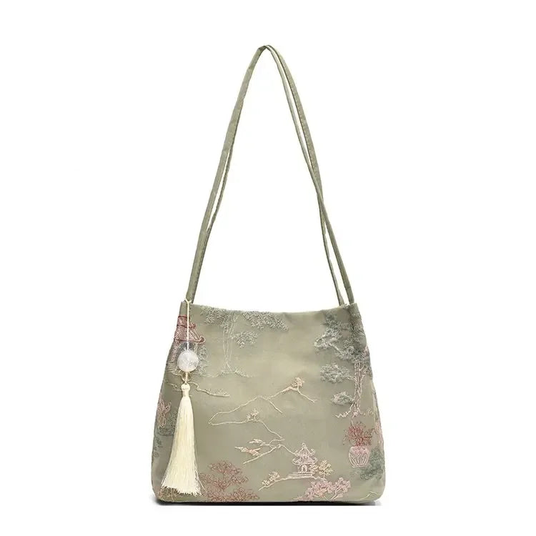 Hot Selling Chinese Style Embroidered Fashionable Women's Shoulder Bag 2025 Summer New Trend Large Capacity Handbag