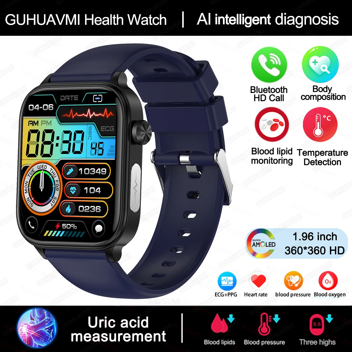 For Xiaomi ECG+PPG Monitoring Smart Watch Women Body Composition Blood Lipid Uric Acid Women Menstrual Health Tracker Smartwatch