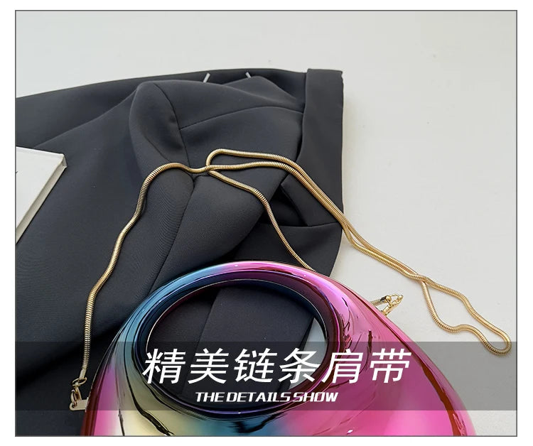 Hot Selling Women's Crossbody Bag 2025 New PVC Metallic Luster Half Moon Party Banquet Women's Bag Luxury Handbag Bolso De Mujer