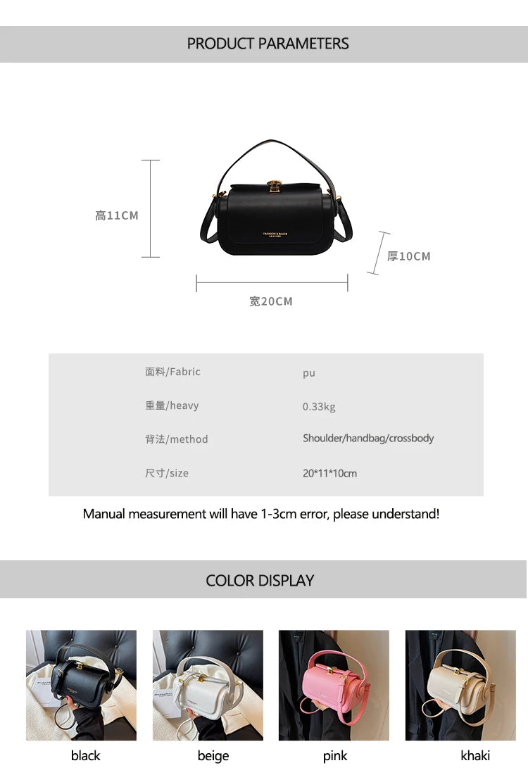 Classic Black Shoulder Bag Women's Versatile Retro Crossbody Square Bags 2025 New Large Capacity Textured Leather Flap Handbags