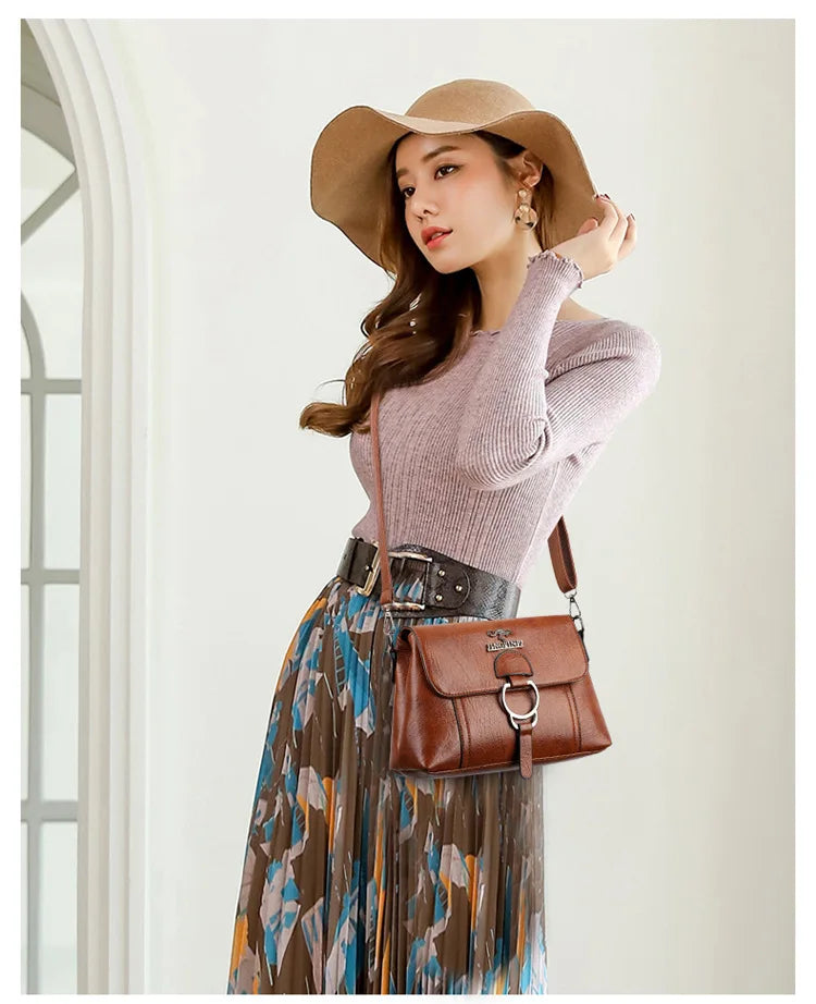 2023 Single Shoulder Bag PU Soft Leather Texture Women's Bag Large Capacity Crossbody Bag Simple Small Square Fashion Handbag
