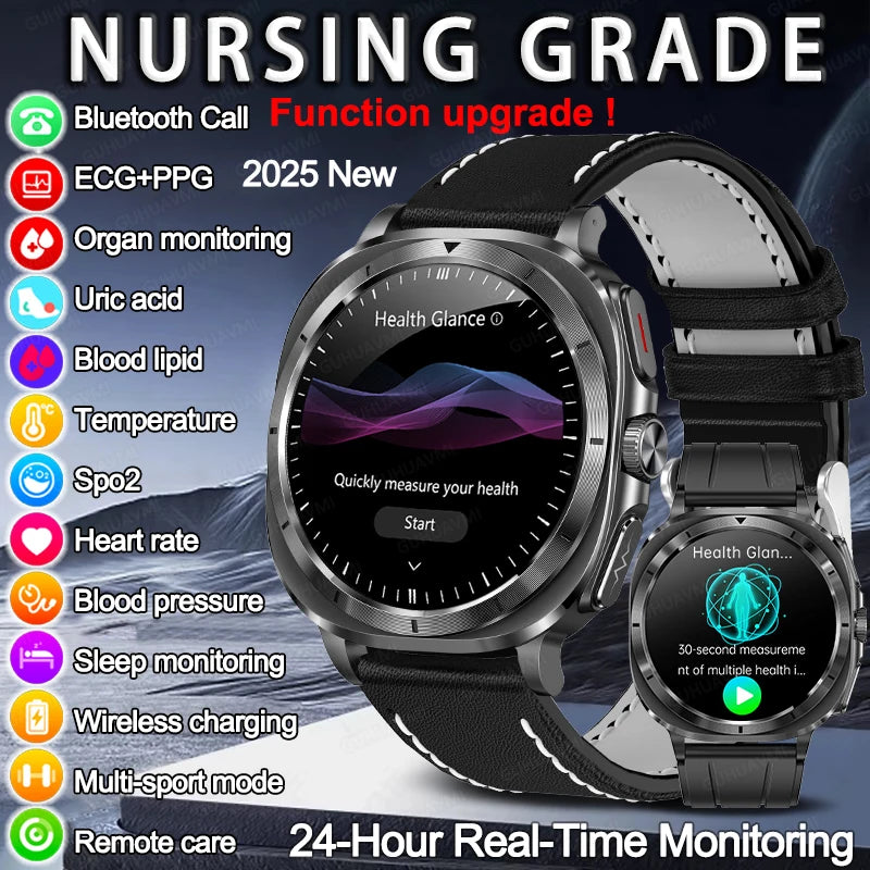 2025 New For Samsung Galaxy Watch 7 Blood Lipids Uric Acid Blood Pressure Body Analysis Smart Watch ECG+PPG Clock Smartwatch Men