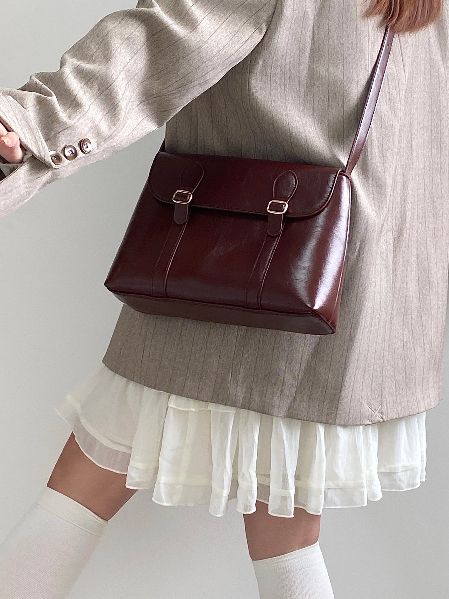 Vintage Women's Shoulder Bag Large Capacity Ladies Tote Purse Handbags Pu Leather Female Messenger Bags College Girls Book Bag