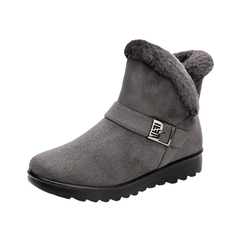 Winterstiefel Damen Warm Plüsch Schneestiefel Reißverschluss Komfort Flats Schuhe