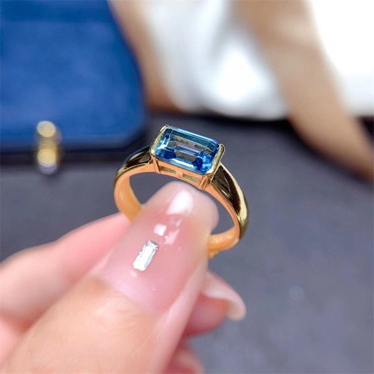 Natürlicher Topas Ring Dame 925 Silber plattiert