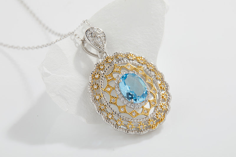 Stylish Craft Natural Topaz Hollow Necklace For Women for Everyday We