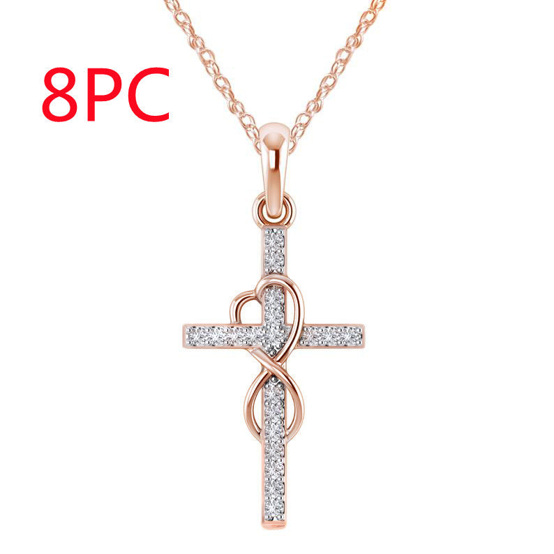 Legierungsanhänger mit Diamant und achtstelliger Kreuzkette