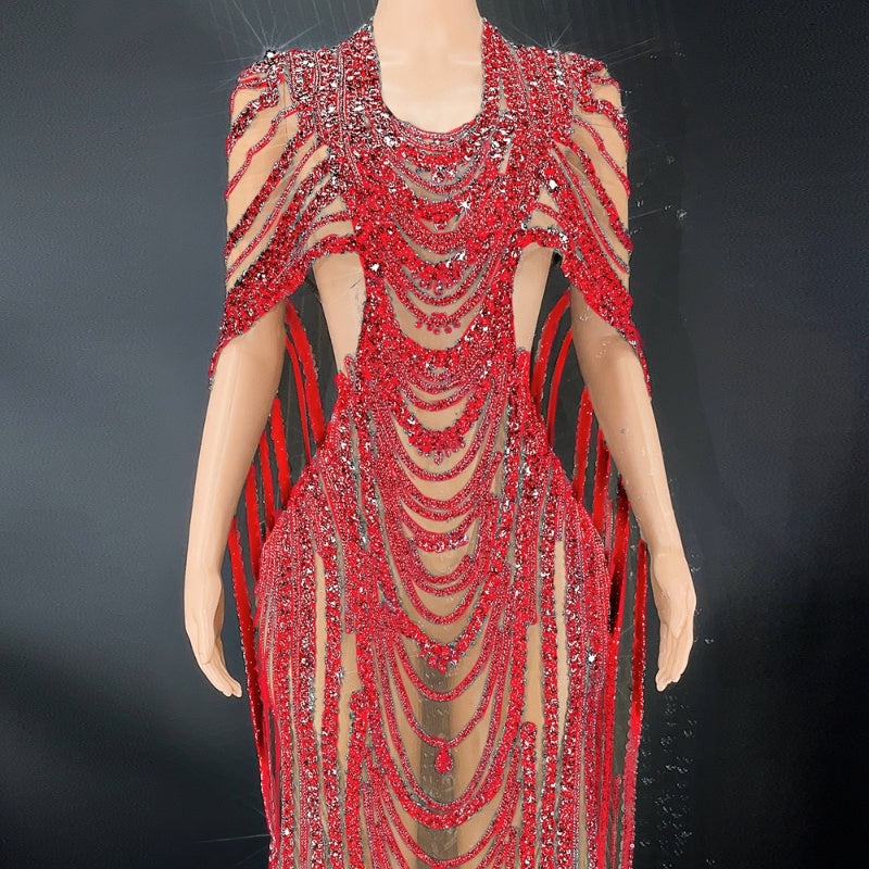 Abendkleid mit Kristall-Pailletten