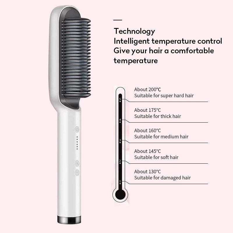 Nouveau peigne chaud lisseur 2 en 1 avec ion négatif et brosse à cheveux électrique double usage