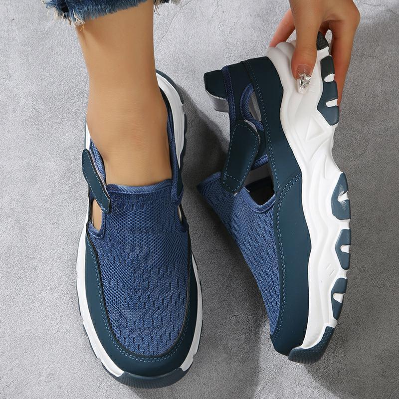 Mesh-Sportschuhe Damenmode Outdoor Flache Ferse Runde Zehe Preppy Laufschuhe