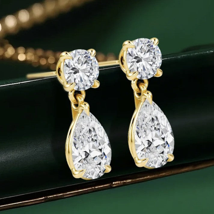 925 Sterling Silver Water Drop Moissanite Stud Earrings