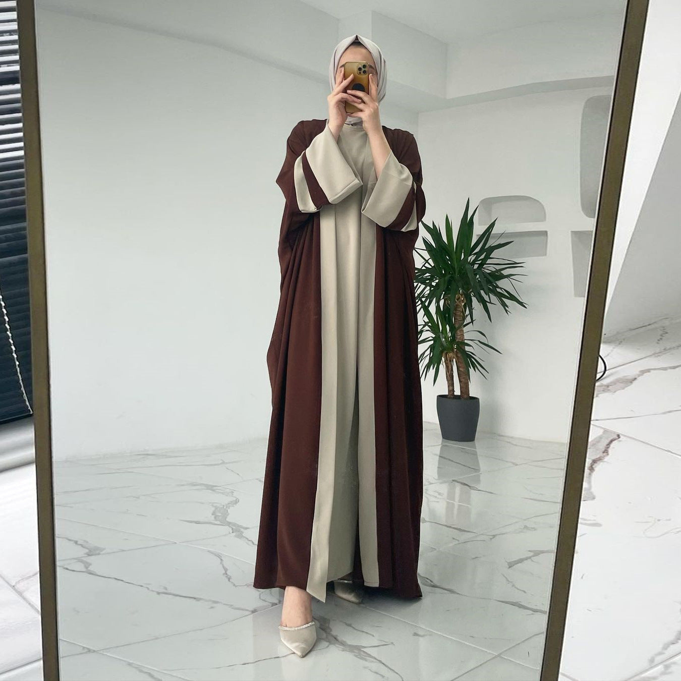 Stylish Women'S Muslim Long Dress Abaya Two Piece Suit for Everyday W