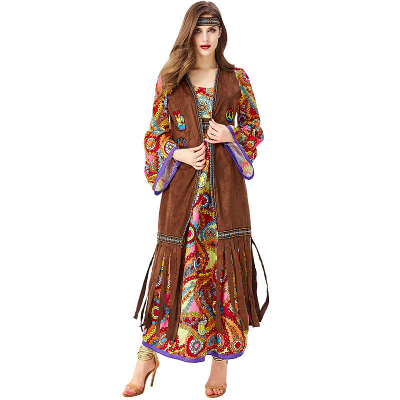 Déguisement Vintage Disco Hippie Déesse Tribale Primitive