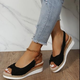 Schleife Schuhe Sommer Peep Toe Plateau Sandalen Schnalle Tägliche Freizeitschuhe