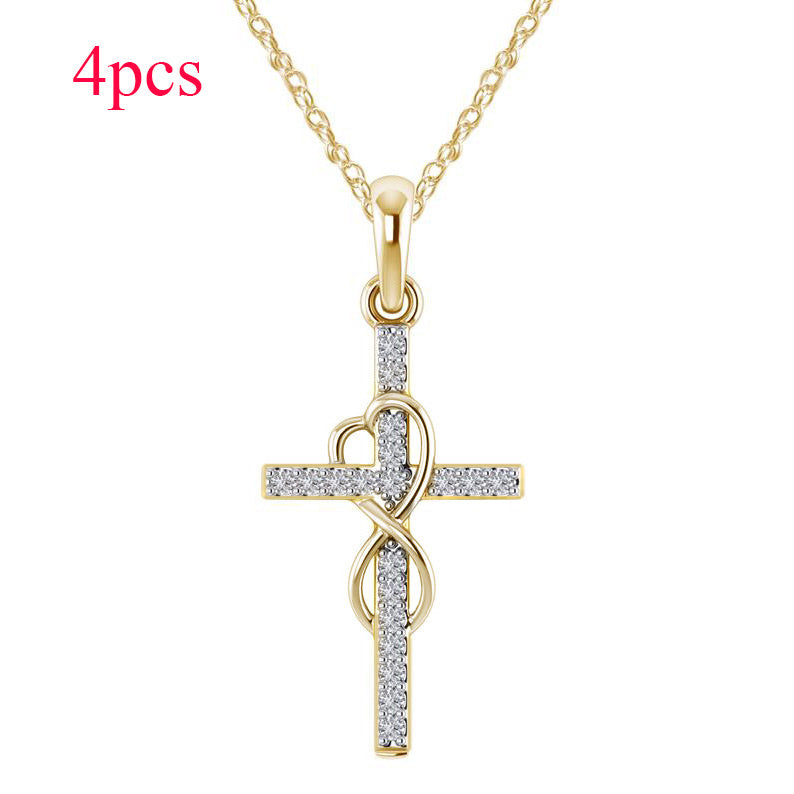 Legierungsanhänger mit Diamant und achtstelliger Kreuzkette
