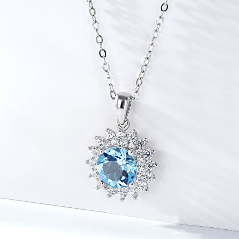 S925 Silber Natur Topas Halskette Damen