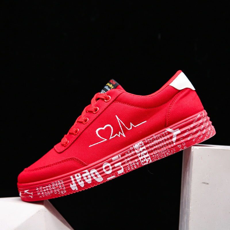Love Print Canvas Schuhe Damen Herren Flats Schnürschuhe Freizeitschuhe Liebhaber Sportschuhe Valentinstag