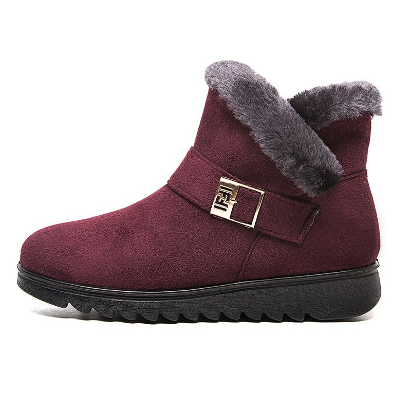 Winterstiefel Damen Warm Plüsch Schneestiefel Reißverschluss Komfort Flats Schuhe
