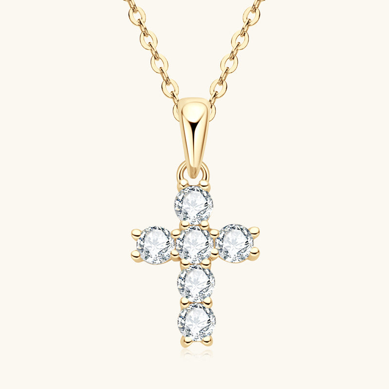 925 Sterling Silver Diamond Cross Necklace for Women