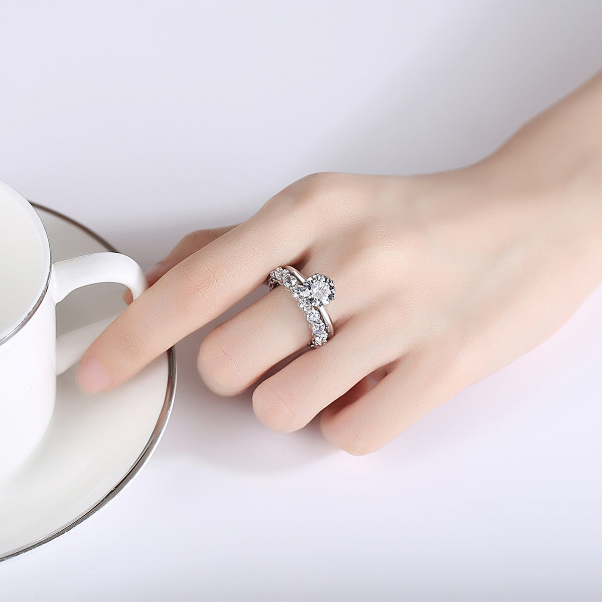 Mode S925 Silber Damen Moissanit Ring