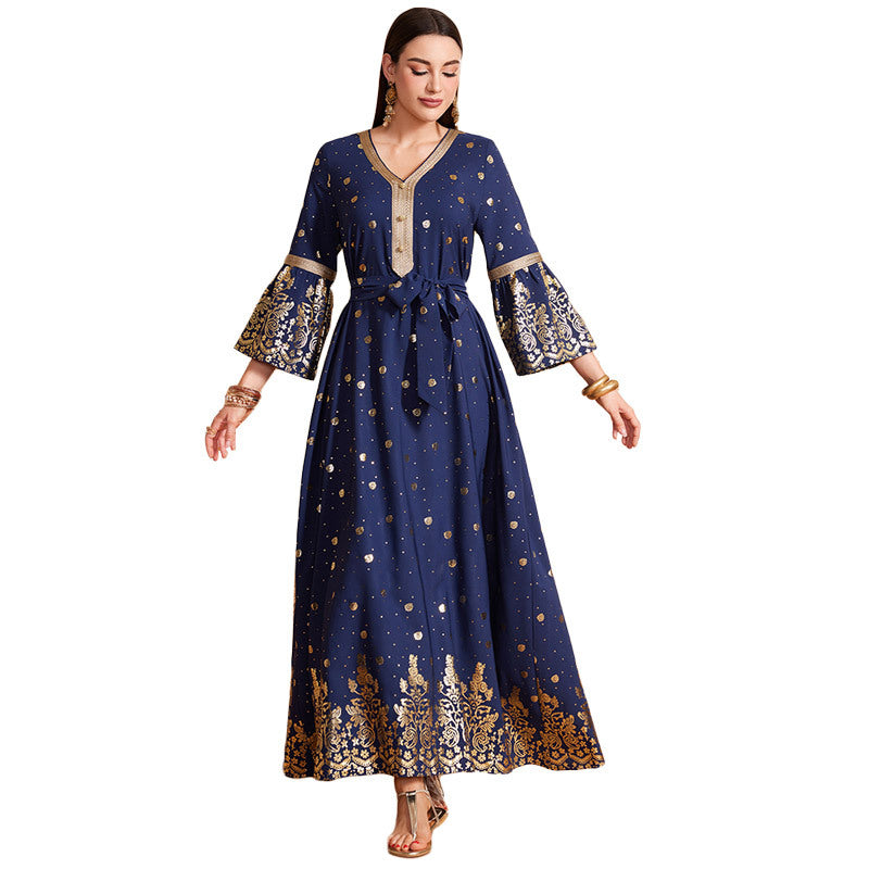 Stylish European And American Muslim Bronzing Temperament Long Sleeve