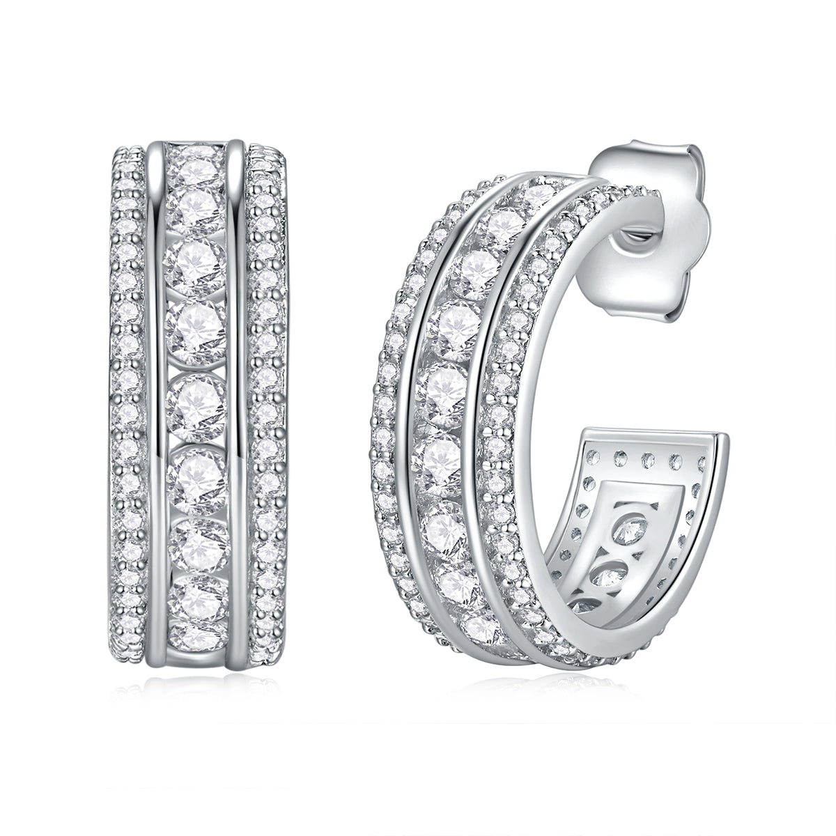 Flying All Over The Sky - Earrings Set With Top-quality Moissanite S925 Silver And Platinum-plated Stud Earrings Are Fashionable And Trendy Accessories That Can Be Tested With A Diamond Pen