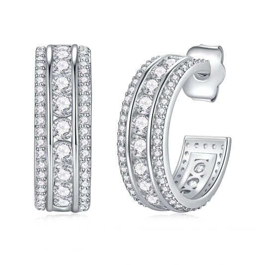 Flying All Over The Sky - Earrings Set With Top-quality Moissanite S925 Silver And Platinum-plated Stud Earrings Are Fashionable And Trendy Accessories That Can Be Tested With A Diamond Pen