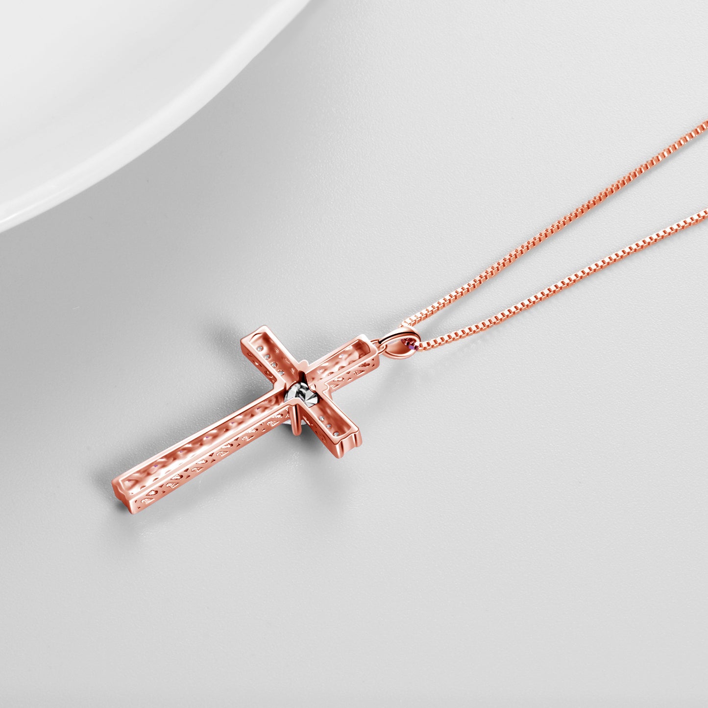 Luxury Birthstone Rose Gold Plated Cross Necklace For Women Jewelry G