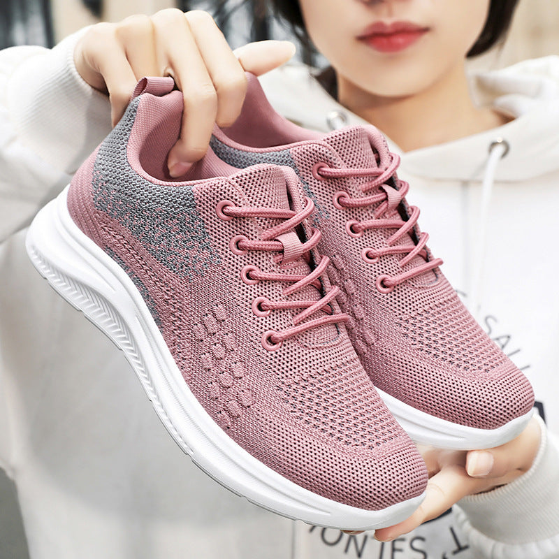 Schnür-Sneakers Damen Leichte atmungsaktive Flats Schuhe