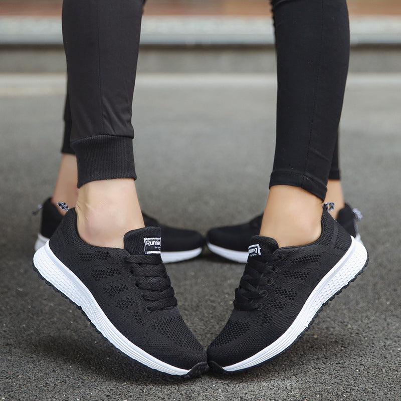 black Women's fashion sneakers with chunky sole - perfect with jeans or dresses