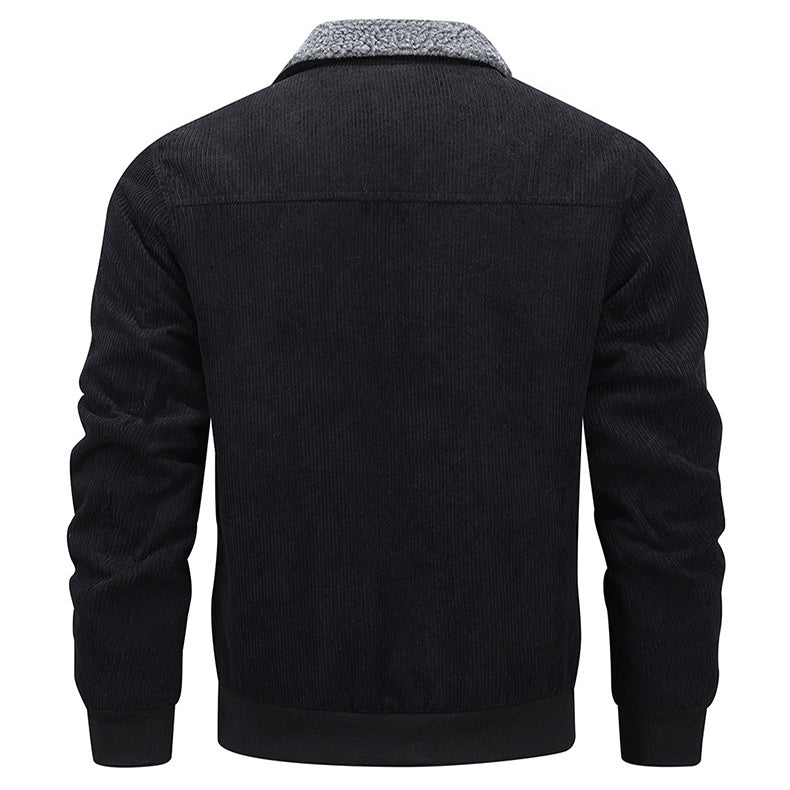 Veste en molleton à revers d'hiver avec poches, manteau en coton épais et chaud, vêtements pour hommes