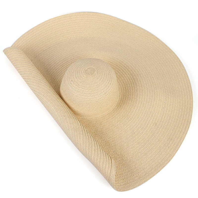25CM Breite Krempe Übergroßen Strand Hüte Für Frauen Große Stroh Hut UV Schutz