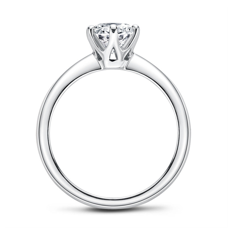 Moissanite Ring Classic Six Prongs 1 Carat 925 Sterling Silver