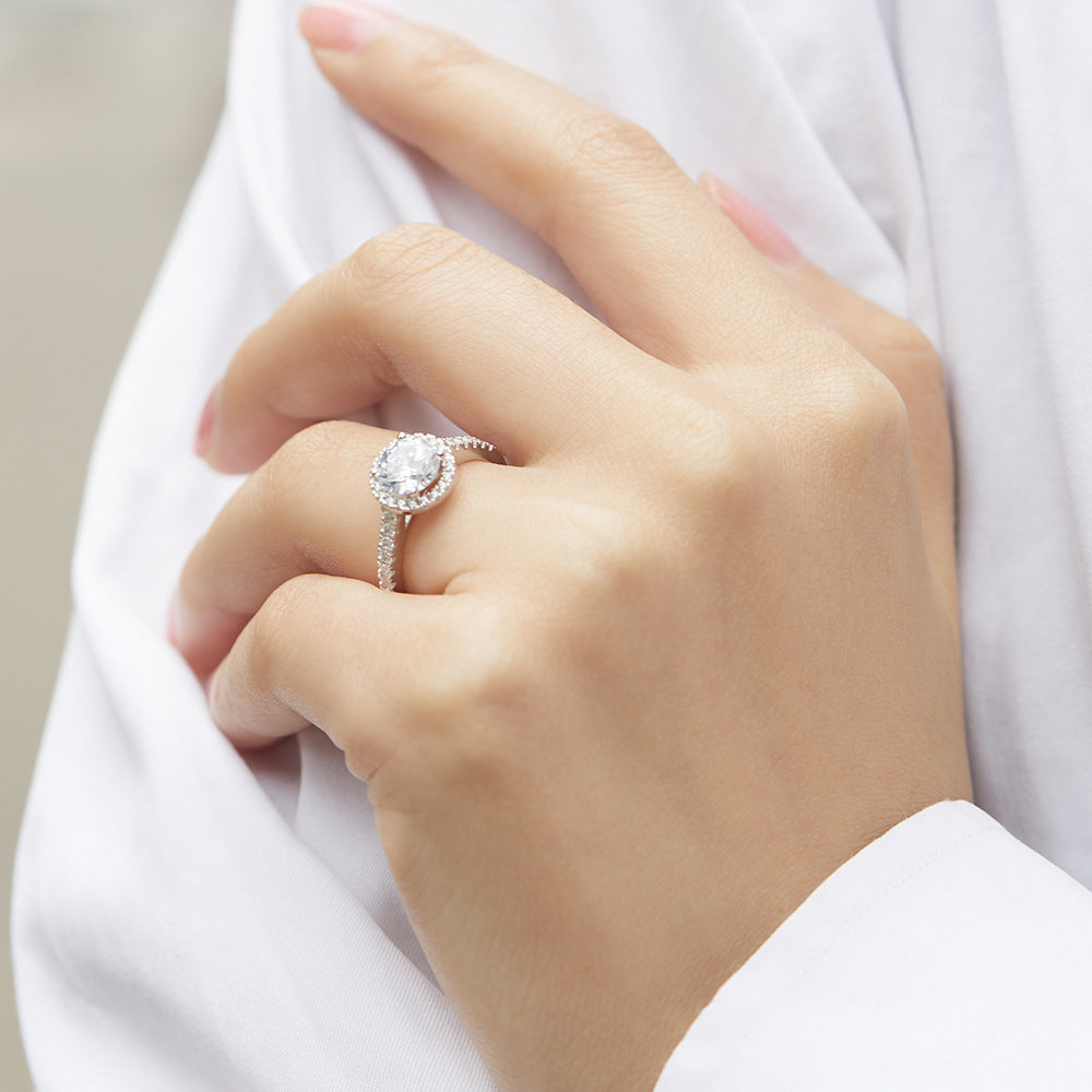 Bague en argent S925 pour femme, simple, à la mode, en or blanc 18 carats, pour proposition de mariage