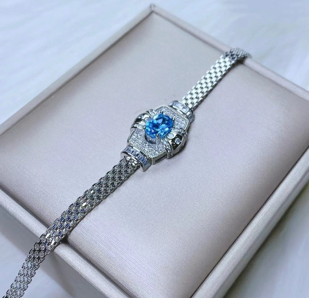 Damenarmband aus S925 Sterlingsilber mit Topas-Kristalleinlage