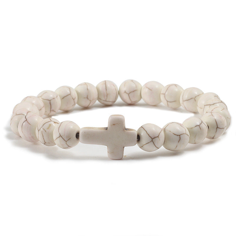 Blaues Türkis-Kreuz-Armband