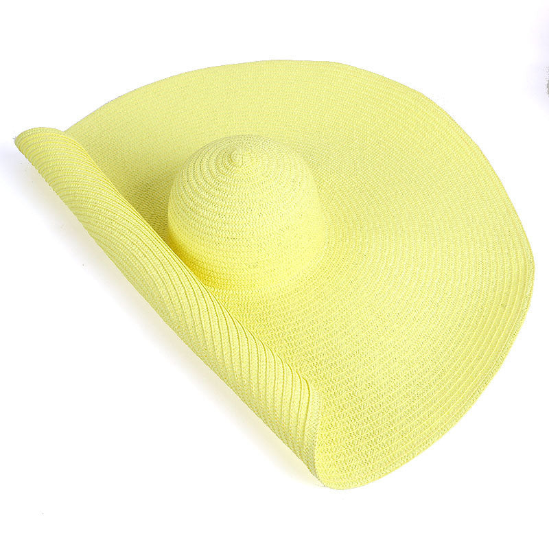 25CM Breite Krempe Übergroßen Strand Hüte Für Frauen Große Stroh Hut UV Schutz