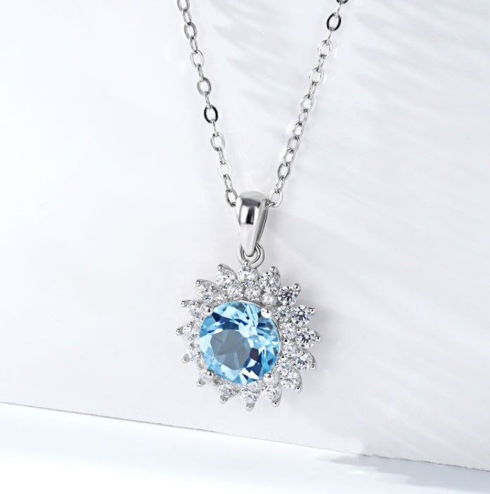 S925 Silber Natur Topas Halskette Damen