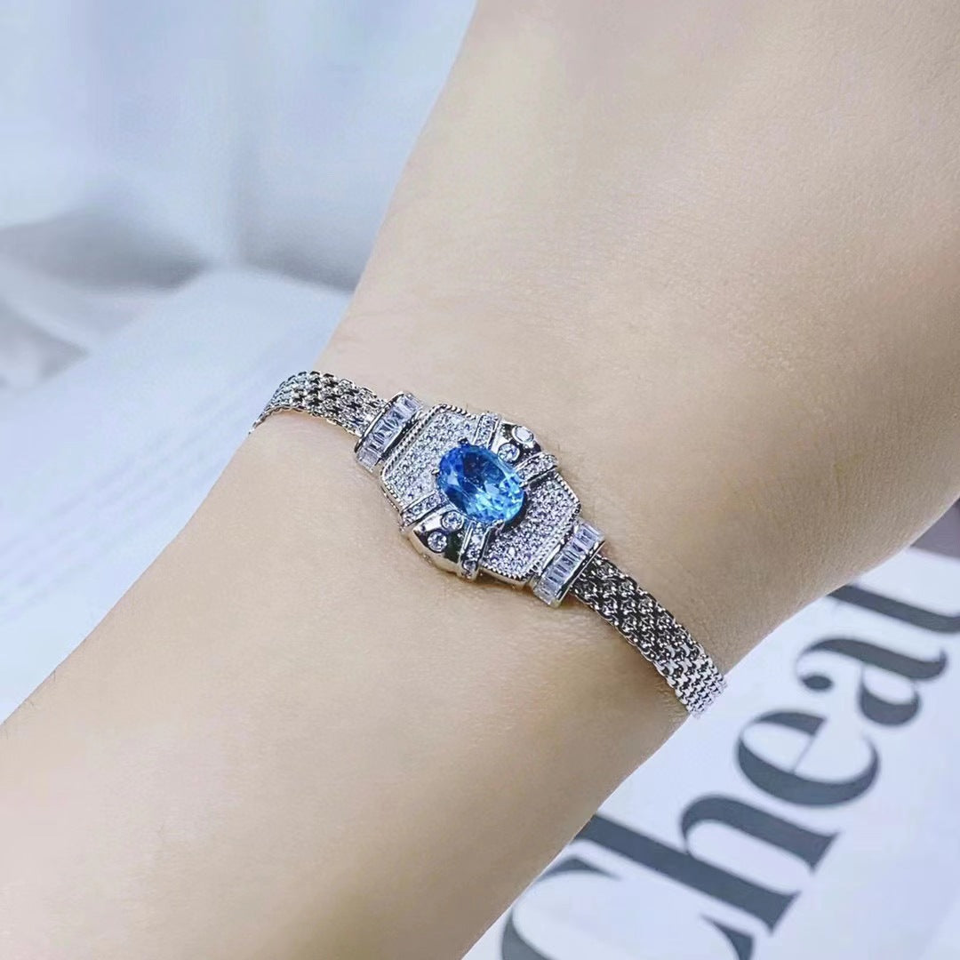 Damenarmband aus S925 Sterlingsilber mit Topas-Kristalleinlage