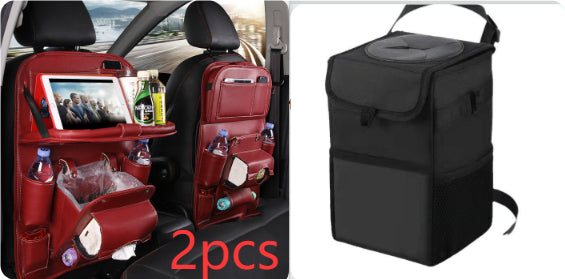 Trendy Pu Leather Car Storage Bag Multifunction Seat Back Tray Hangin