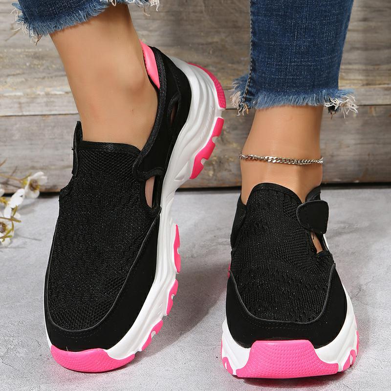 Mesh-Sportschuhe Damenmode Outdoor Flache Ferse Runde Zehe Preppy Laufschuhe