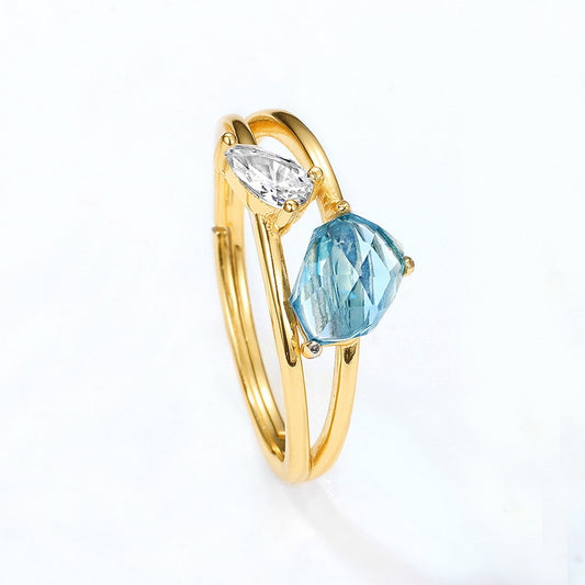 Bague topaze bleu ciel de luxe légère et tendance