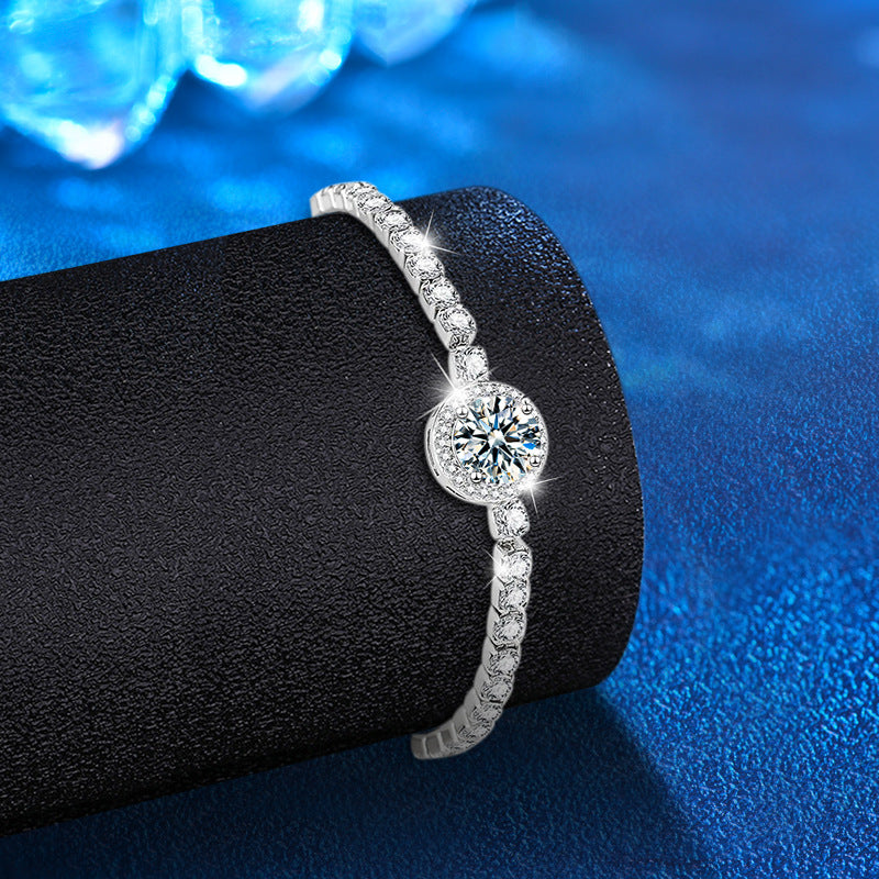 Armband für Damen aus Sterlingsilber mit Moissanit-Sternenmuster